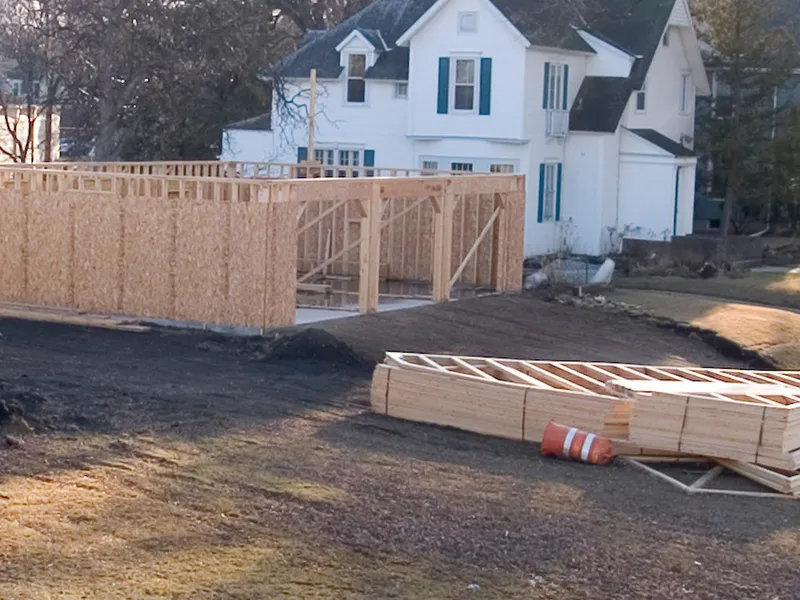 Wood framing of a new house under construction