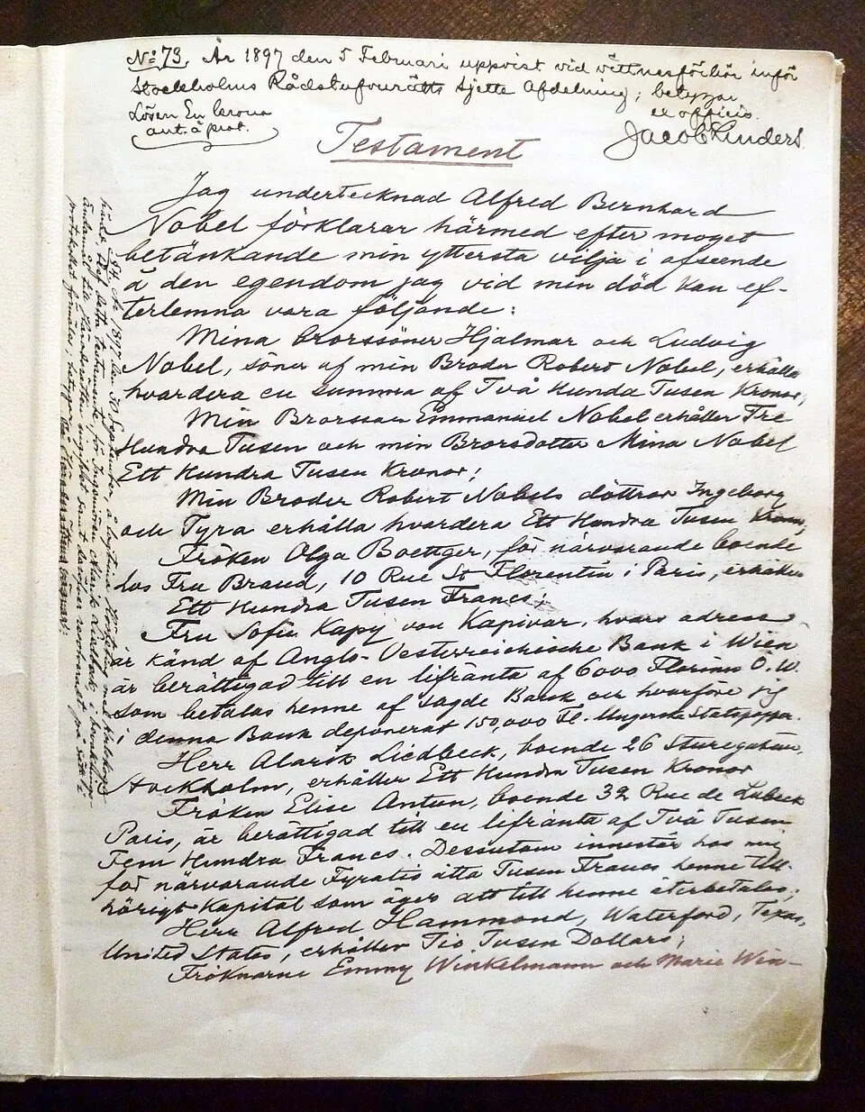 Last will and testament